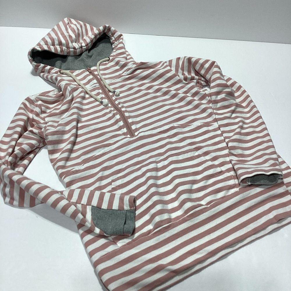 Ampersand Ave & Striped Hooded Pullover Sweatshirt Hoodie M